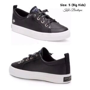 (NWT) Sperry Top-Sider Big Kid's Crest Vibe Black Slip-On Sneaker Size: 5